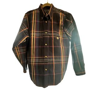 Vintage Roper Plaid Button Down Shirt Women Large Blue Long Sleeve Western Indie